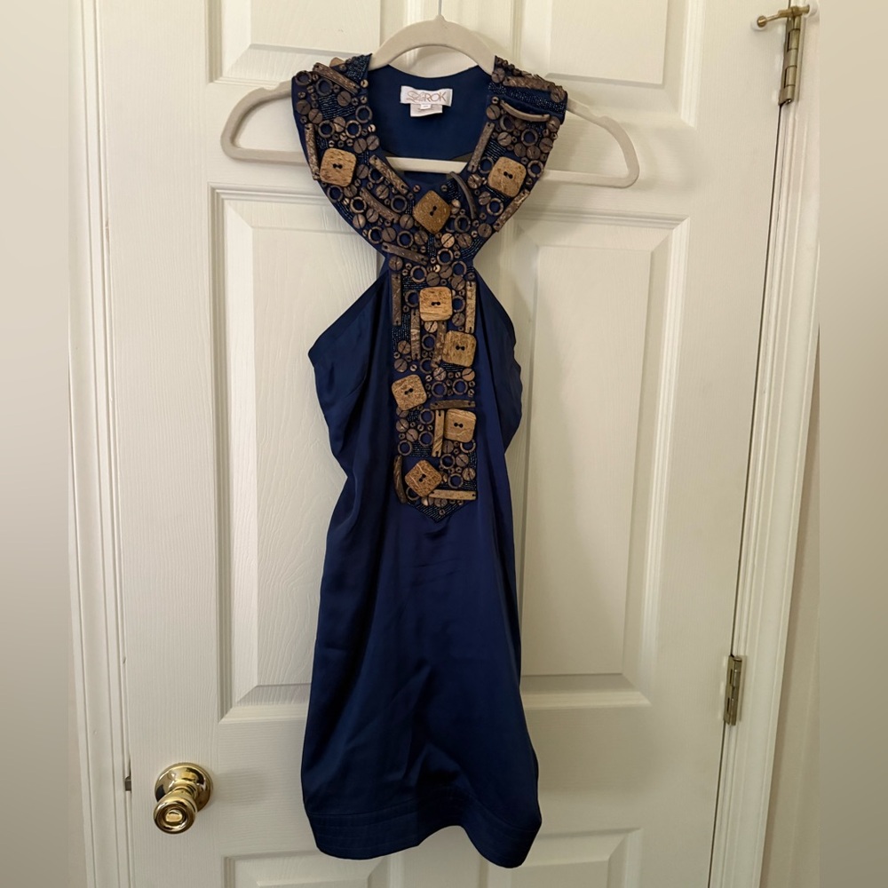 GUC LaRock Sarak Blue and Teak Embellished Dress